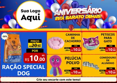 Modelo de Encarte para Encarte A4 Horizontal com o tema Aniversário para Pet Shop