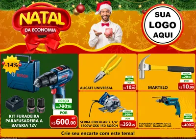Modelo de Encarte para Encarte A4 Horizontal com o tema Natal da Economia para Maquinas e Ferramentas