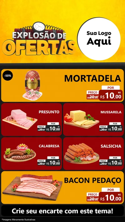 Modelo de TV para TV Vertical com o tema Explosão de Ofertas para Frios e Laticínios