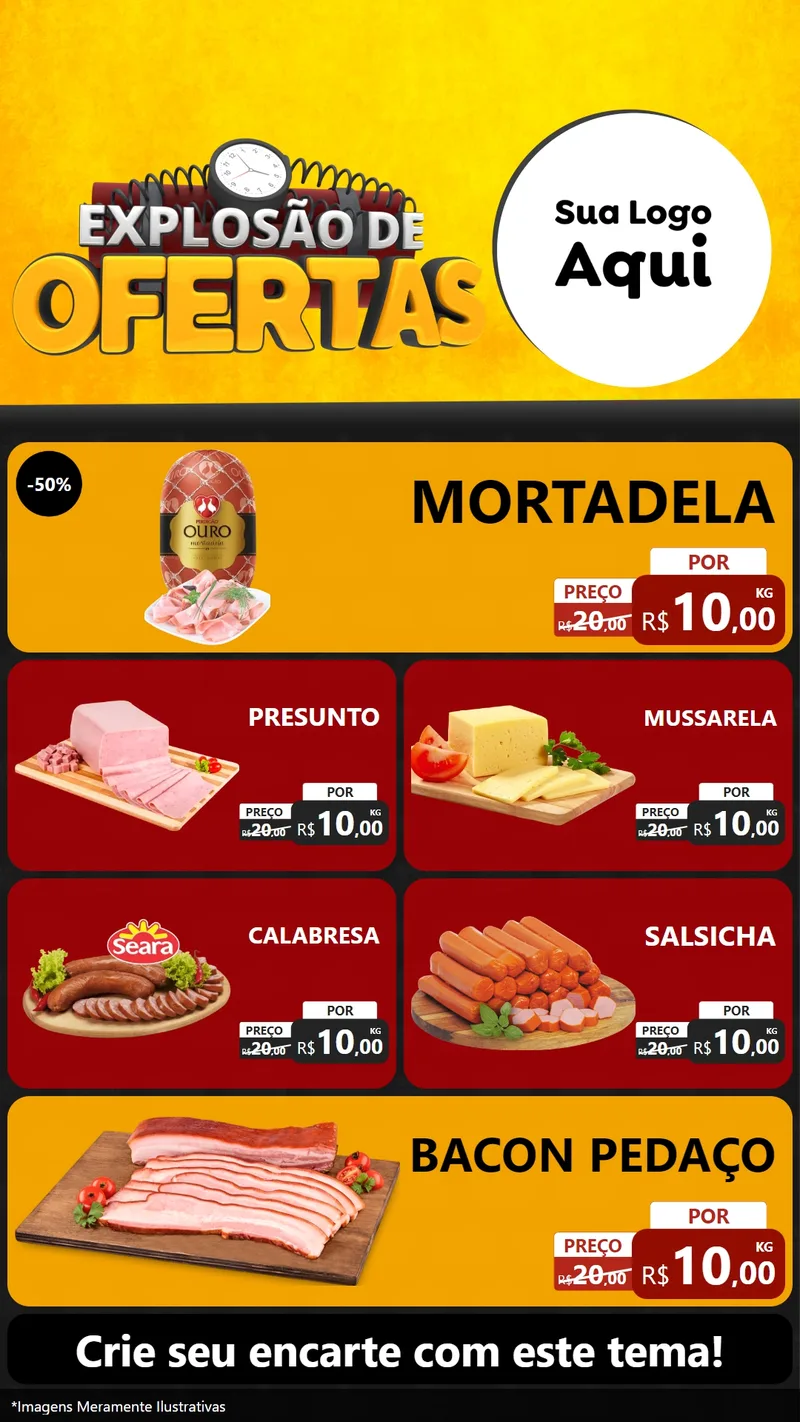 Modelo de TV para TV Vertical com o tema Explosão de Ofertas para Frios e Laticínios
