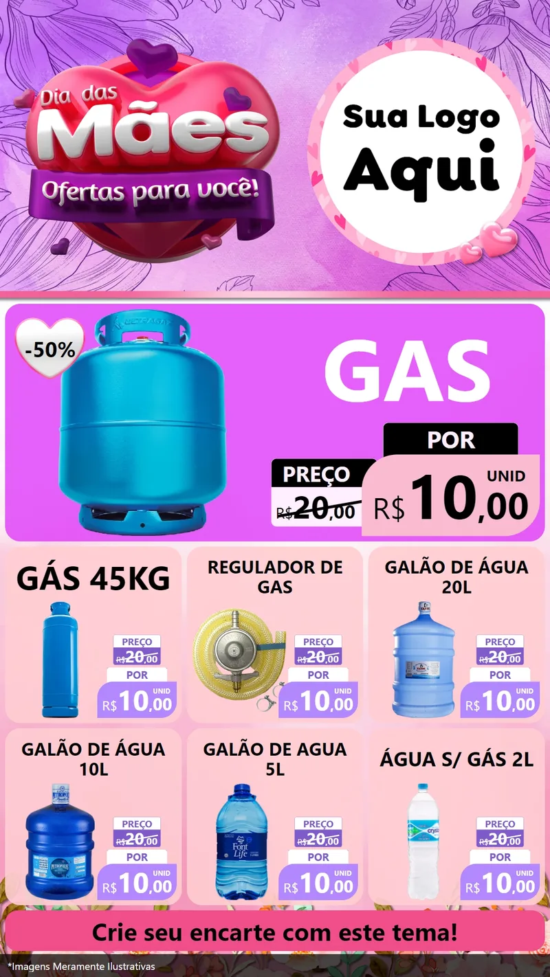 Modelo de Rede Social para Stories com o tema Dia das Mães Ofertas para Você! para Água e gás