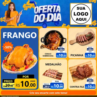 Modelo de Rede Social para Feed Facebook com o tema Oferta do Dia para Assados