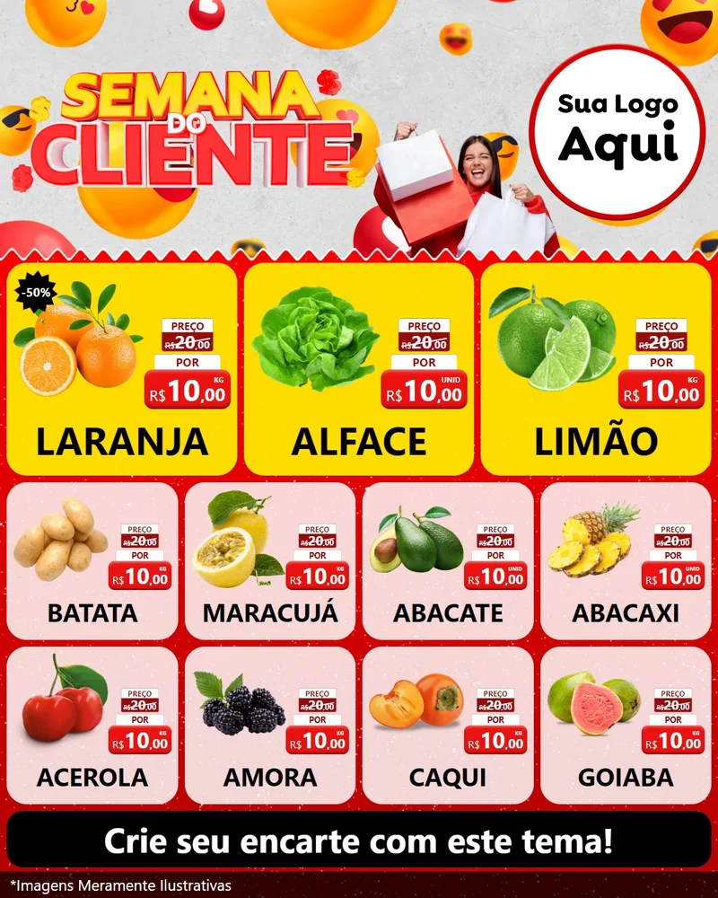 Modelo de Rede Social para Feed Instagram com o tema Semana do Cliente para Hortifrúti