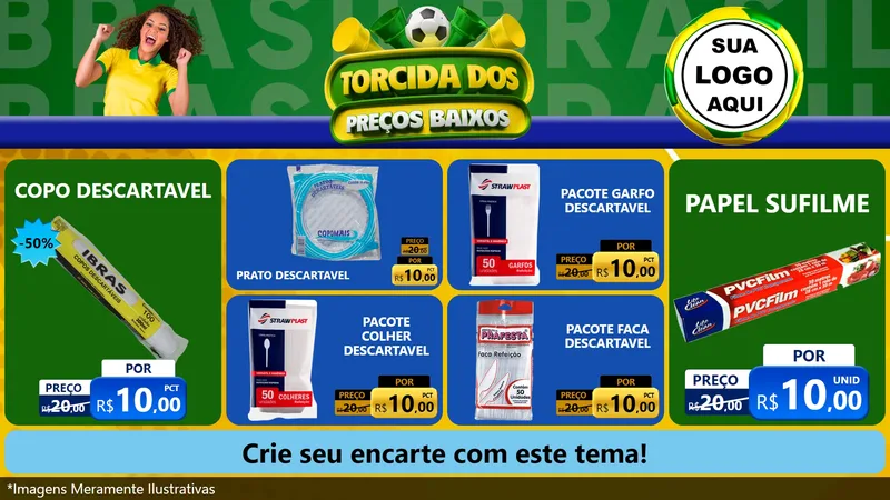 Modelo de TV para TV Horizontal com o tema Torcida dos Preços Baixos para Embalagens