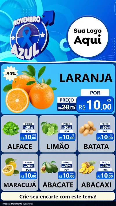 Modelo de Rede Social para Stories com o tema Novembro Azul para Hortifrúti