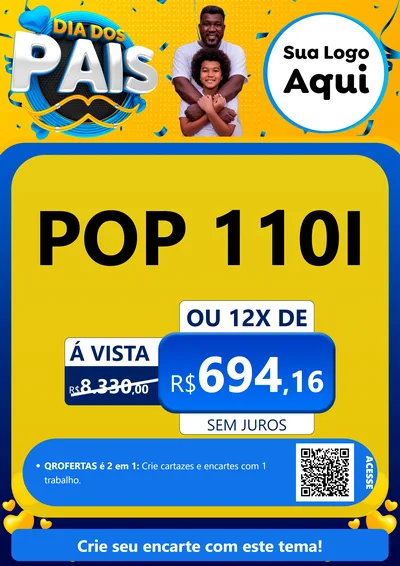 Modelo de Cartaz para Cartaz A4 Vertical com o tema Dia dos Pais para Concessionaria de Motos