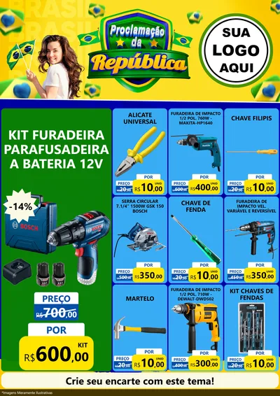 Modelo de Encarte para Encarte A4 Vertical com o tema Proclamação da República para Maquinas e Ferramentas