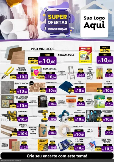 Modelo de Encarte para Encarte A4 Vertical com o tema Super Ofertas - Construção para Material para Construção