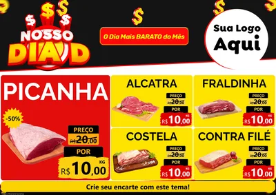 Modelo de Encarte para Encarte A4 Horizontal com o tema Nosso Dia D para Açougue