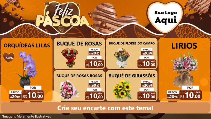 Modelo de TV para TV Horizontal com o tema Feliz Páscoa para Floricultura e jardim