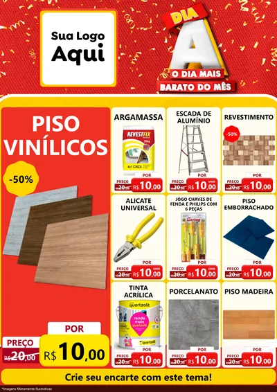 Modelo de Encarte para Encarte A4 Vertical com o tema Dia A o Dia Mais Barato do Mês para Material para Construção