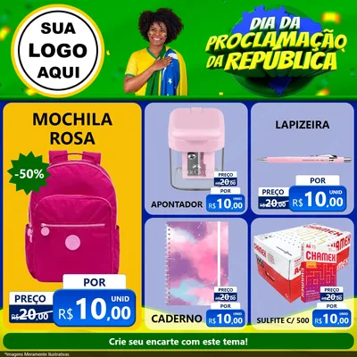 Modelo de Rede Social para Feed Facebook com o tema Dia Da Proclamação Da República para Papelaria