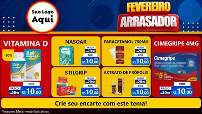 Modelo de TV para TV Horizontal com o tema Fevereiro Arrasador para Farmácia