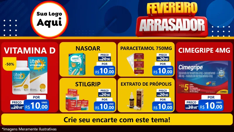 Modelo de TV para TV Horizontal com o tema Fevereiro Arrasador para Farmácia