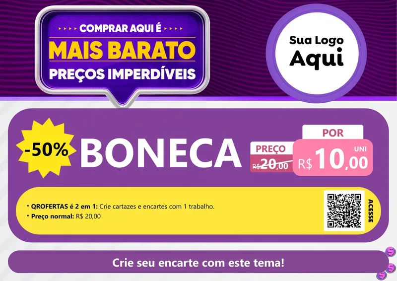 Modelo de Cartaz para Cartaz A4 Horizontal com o tema Mais Barato para Brinquedos