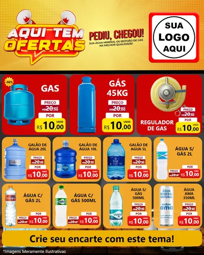 Modelo de Rede Social para Feed Instagram com o tema Aqui Tem Ofertas para Água e gás