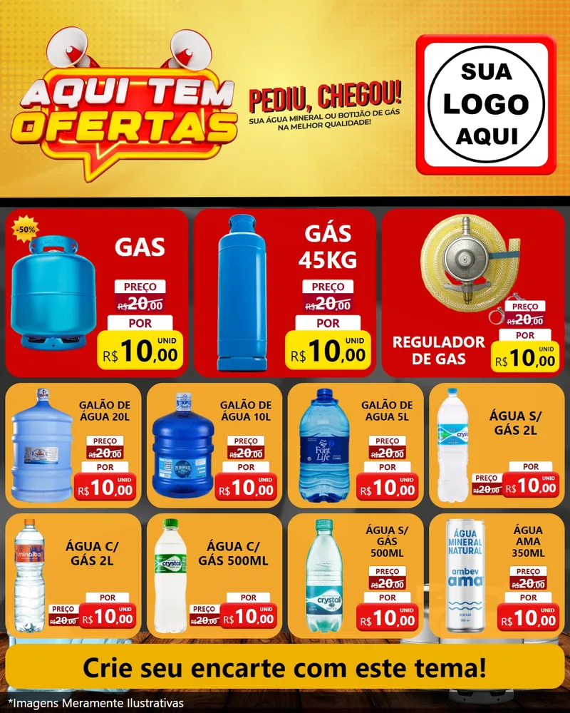 Modelo de Rede Social para Feed Instagram com o tema Aqui Tem Ofertas para Água e gás