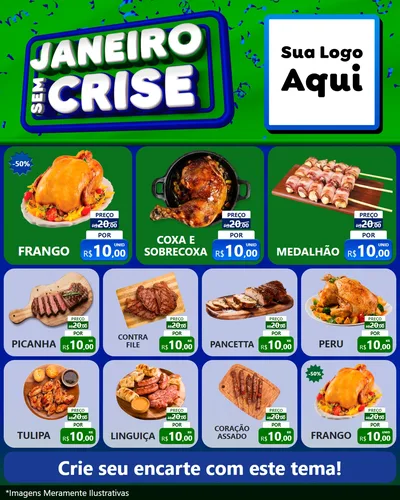 Modelo de Rede Social para Feed Instagram com o tema Janeiro Sem Crise para Assados