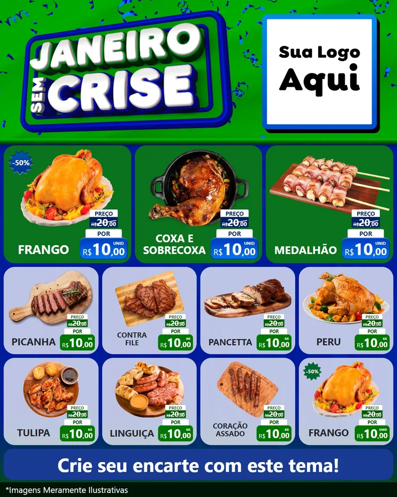 Modelo de Rede Social para Feed Instagram com o tema Janeiro Sem Crise para Assados