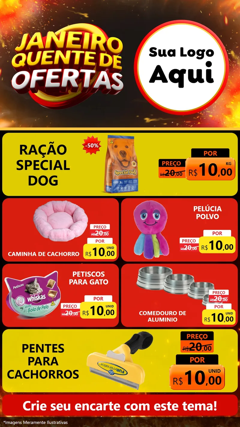 Modelo de TV para TV Vertical com o tema Janeiro Quente de Ofertas para Pet Shop