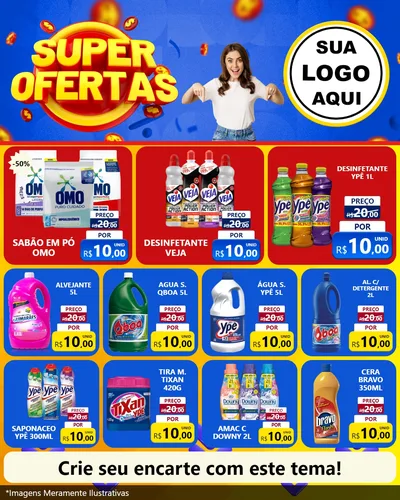 Modelo de Rede Social para Feed Instagram com o tema Super Ofertas para Produtos de Limpeza