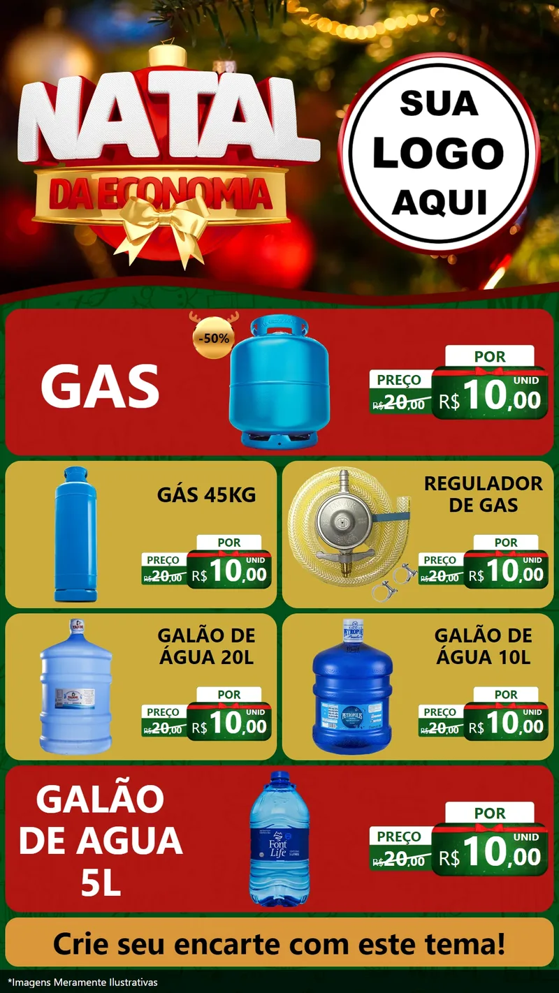 Modelo de TV para TV Vertical com o tema Natal da Economia para Água e gás