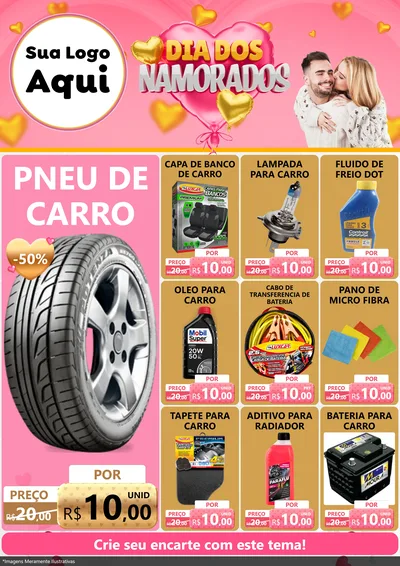Modelo de Encarte para Encarte A4 Vertical com o tema Dia dos Namorados para Auto peças