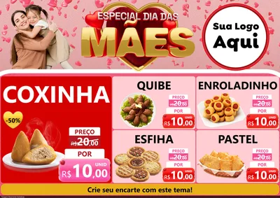 Modelo de Encarte para Encarte A4 Horizontal com o tema Especial Dia Das Mães para Salgadaria