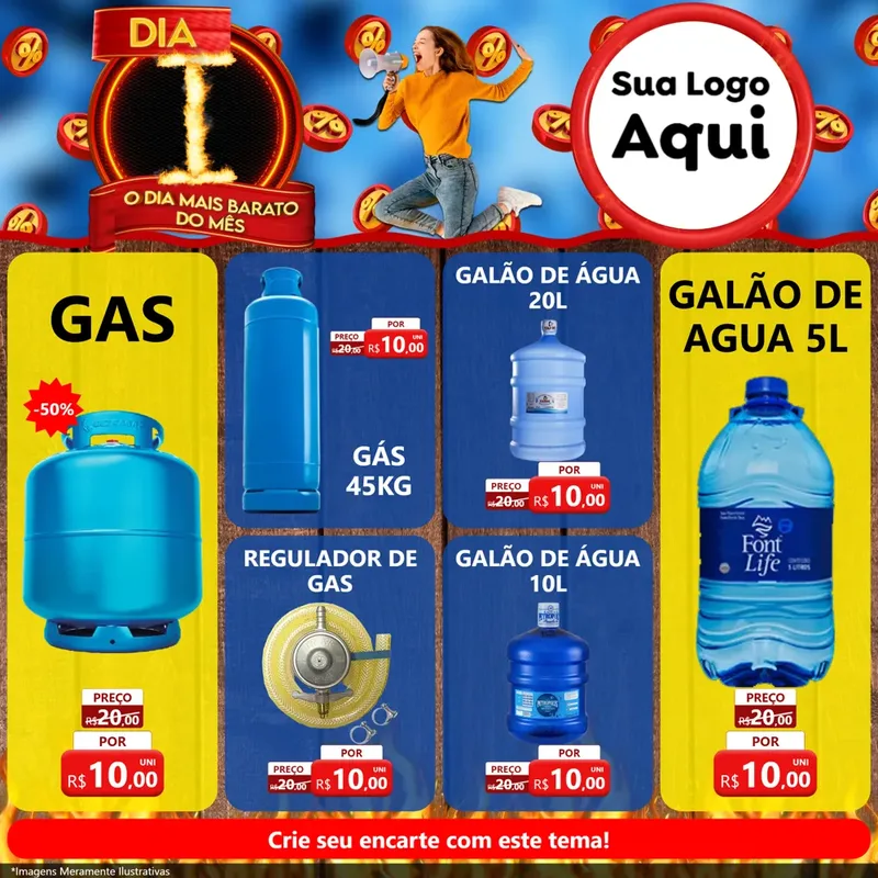 Modelo de Rede Social para Feed Facebook com o tema Dia I - O Dia Mais Barato Do Mês para Água e gás