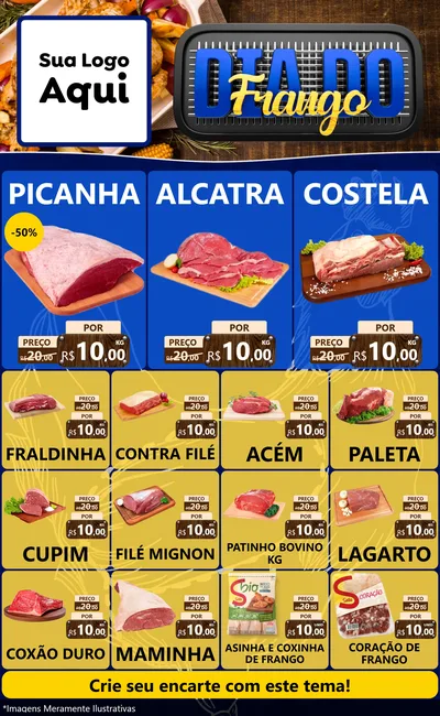 Modelo de Encarte para Encarte Grande com o tema Dia do Frango para Açougue