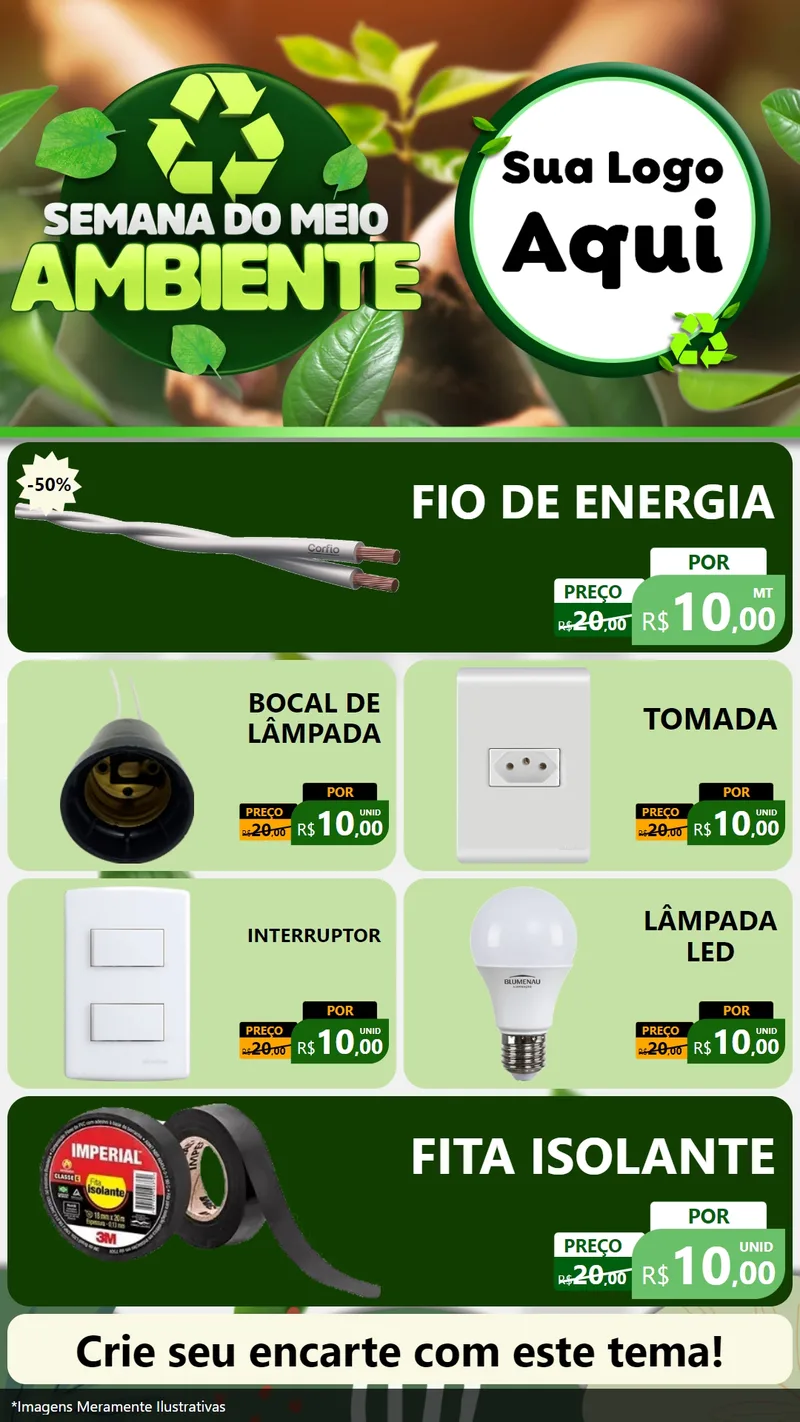 Modelo de TV para TV Vertical com o tema Semana do Meio Ambiente para Materiais Elétricos