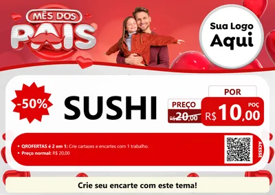 Modelo de Cartaz para Cartaz A4 Horizontal com o tema Mês dos Pais para Comida japonesa