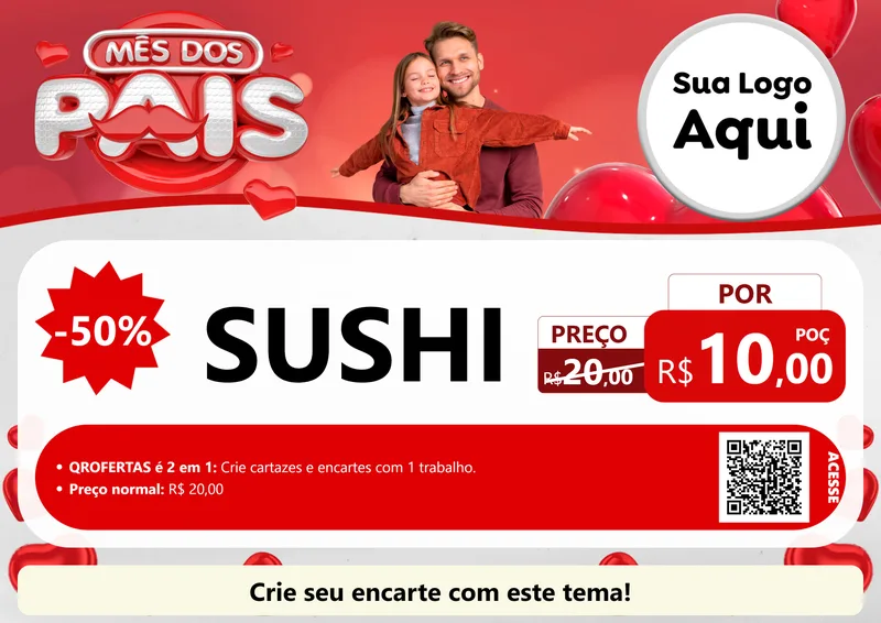Modelo de Cartaz para Cartaz A4 Horizontal com o tema Mês dos Pais para Comida japonesa