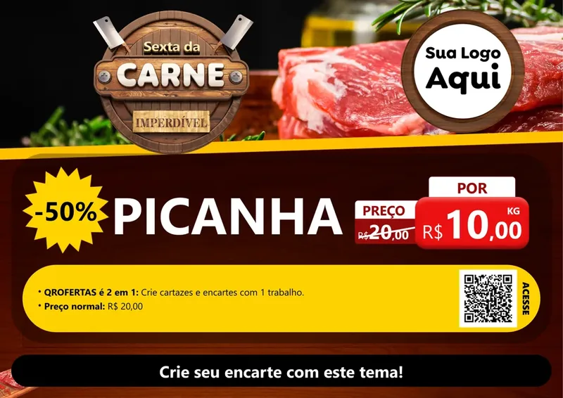 Modelo de Cartaz para Cartaz A4 Horizontal com o tema Sexta Da Carne para Açougue