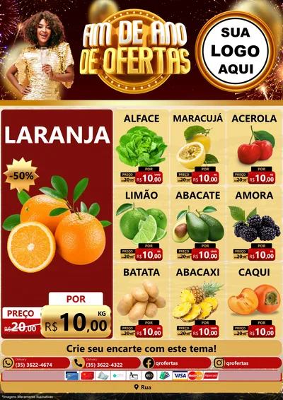 Modelo de Encarte para Encarte A4 Vertical com o tema Fim de Ano de Ofertas para Hortifrúti