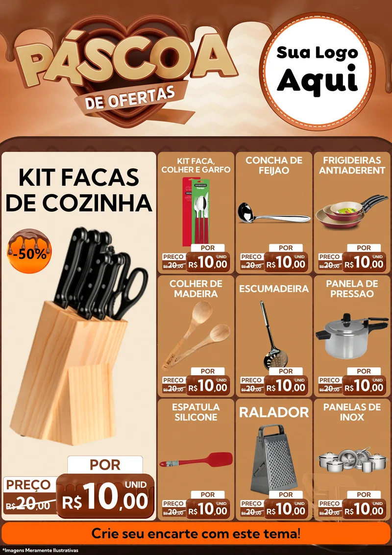 Modelo de Encarte para Encarte A4 Vertical com o tema Páscoa de Ofertas para Utilidades Domésticas