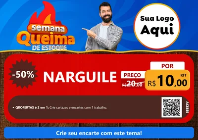 Modelo de Cartaz para Cartaz A4 Horizontal com o tema Semana Queima de Estoque para Tabacaria