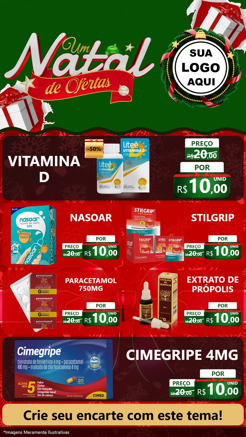 Modelo de TV para TV Vertical com o tema Um Natal de Ofertas para Farmácia