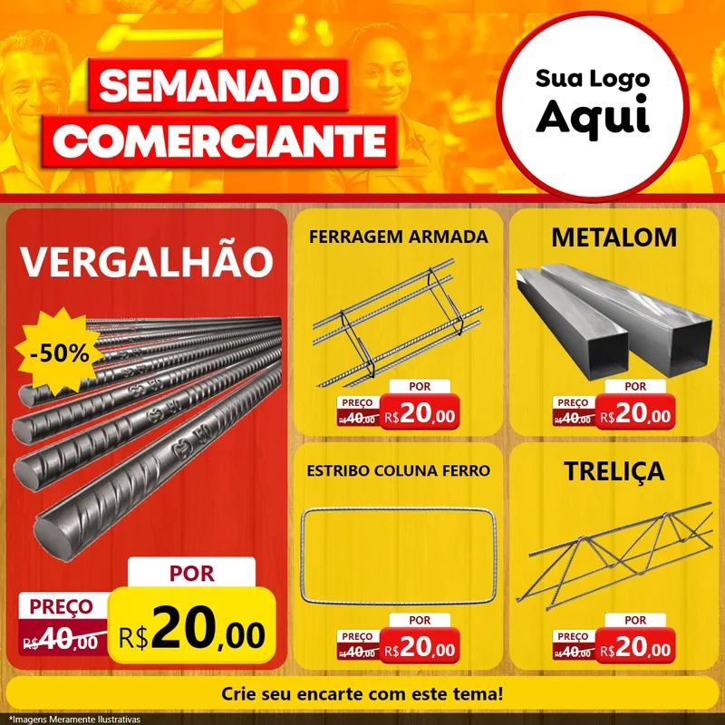 Modelo de Rede Social para Feed Facebook com o tema Semana do Comerciante para Ferragens