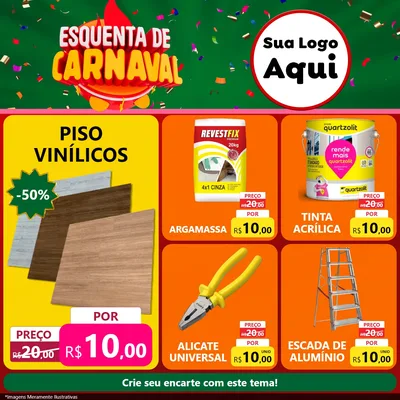 Modelo de Rede Social para Feed Facebook com o tema Esquenta de Carnaval para Material para Construção