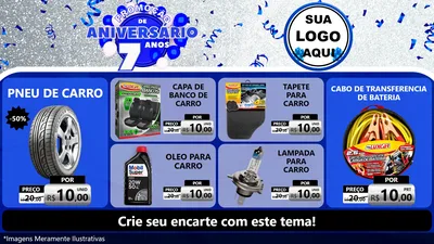 Modelo de TV para TV Horizontal com o tema Promoção de Aniversário - 7 Anos para Auto peças