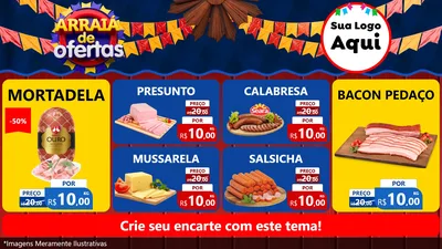 Modelo de TV para TV Horizontal com o tema Arraiá de Ofertas para Frios e Laticínios