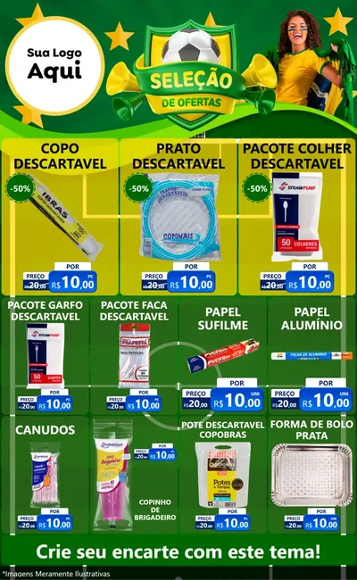 Modelo de Encarte para Encarte Grande com o tema Seleção de Ofertas - Copa para Embalagens