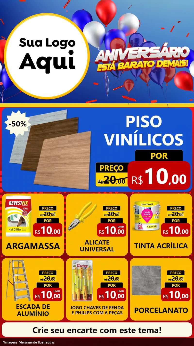 Modelo de Rede Social para Stories com o tema Aniversário para Material para Construção