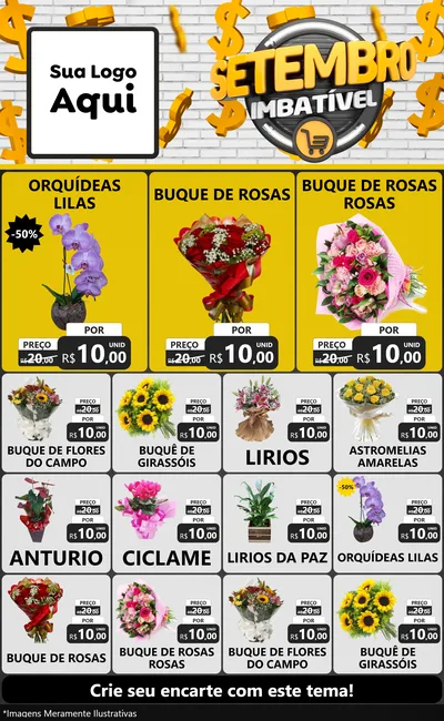 Modelo de Encarte para Encarte Grande com o tema Setembro Imbatível para Floricultura e jardim