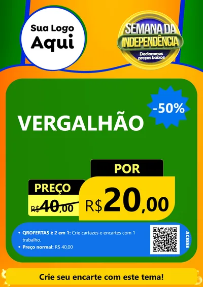 Modelo de Cartaz para Cartaz A4 Vertical com o tema Semana da Independência Declaramos Preços Baixos para Ferragens