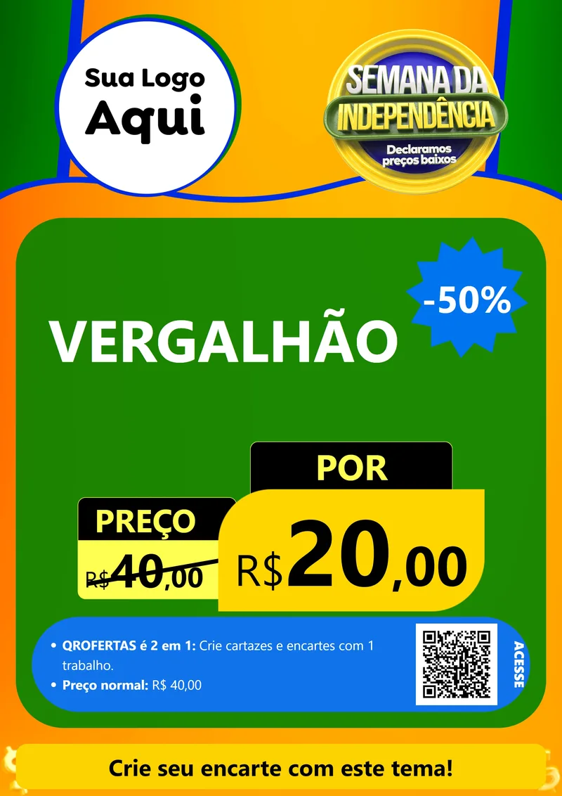 Modelo de Cartaz para Cartaz A4 Vertical com o tema Semana da Independência Declaramos Preços Baixos para Ferragens