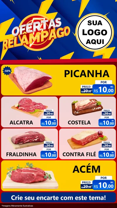 Modelo de TV para TV Vertical com o tema Ofertas Relâmpago para Açougue