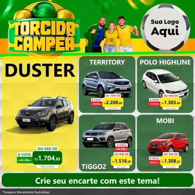 Modelo de Rede Social para Feed Facebook com o tema Torcida Campeã - Copa para Concessionaria de Carros