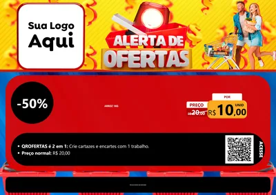 Modelo de Cartaz para Cartaz A4 Horizontal com o tema Alerta de Ofertas para Supermercado